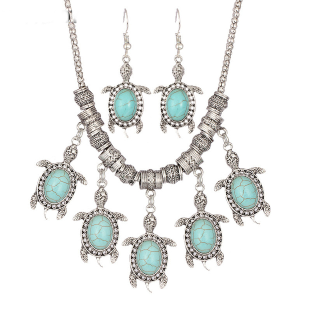 Turtle Necklace Multi-Dangle Choker Jewelry 135C